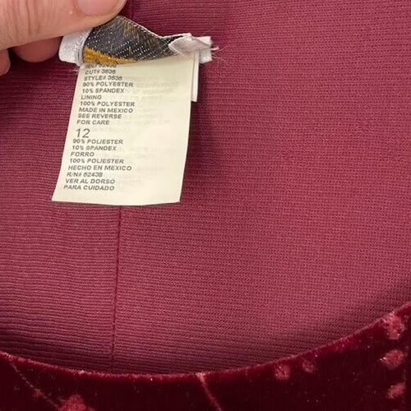 Vintage Bentley Dress Size 12 Burgundy Floral Velvet Layered Regency Holiday - Picture 9 of 10